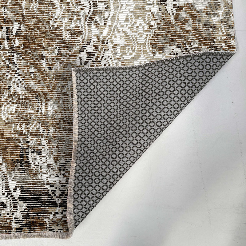 Tapis pastel en chenille de coton beige et rétro au look rétro Lacasa, Tapis de couloir 2 pi 8 po x 13 pi 2 po