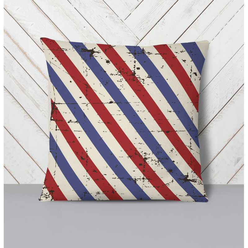 Throw Pillow With Insert, 20"H x 20"W, Blue/White/Red Striped 3