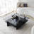 Modern Coffee Table, Black & Fume Color, 35.4 x 13.8 x 35.4 inches | 100% Tempered Glass Top, 100% Melamine Coated Particle Board Frame, PVC Edgebanding | Stylish Addition for Living Room & Contemporary Spaces-1217711237-1217711236-1235194711