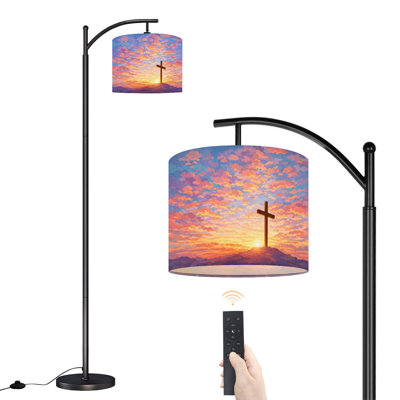 Arc Floor Lamp with Adjustable Lampshade christian outdoors sunrise Standing Lamp 3 Color Temperatures Dimmable Tall Pole Lamp with Foot Switch for Bedroom