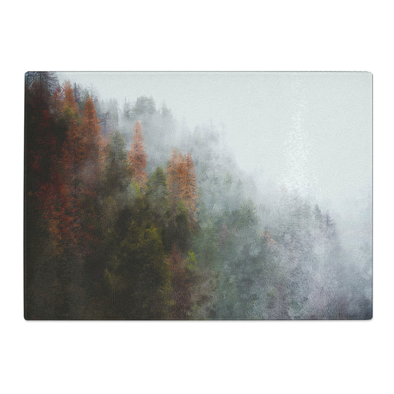 Tempered Glass Mist Around the Forest Chopping Board, 20 cm x 28.5 cm