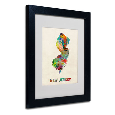 « new jersey map » par michael tompsett, impression encadrée