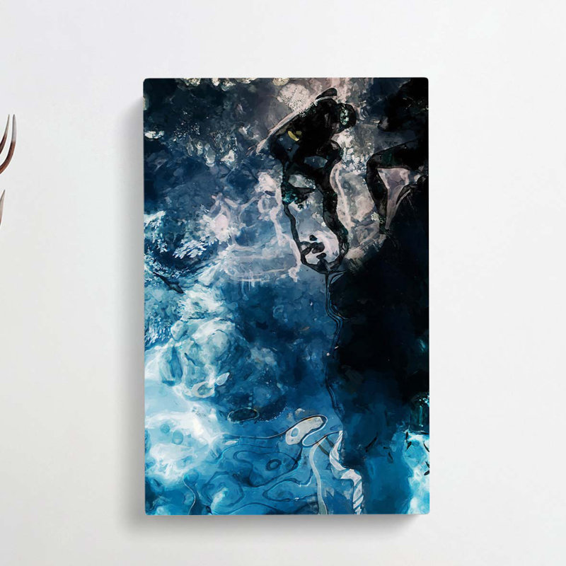Aqua Blue - No Frame Print, 60cm H x 40cm W x 3cm D, Wrapped Canvas