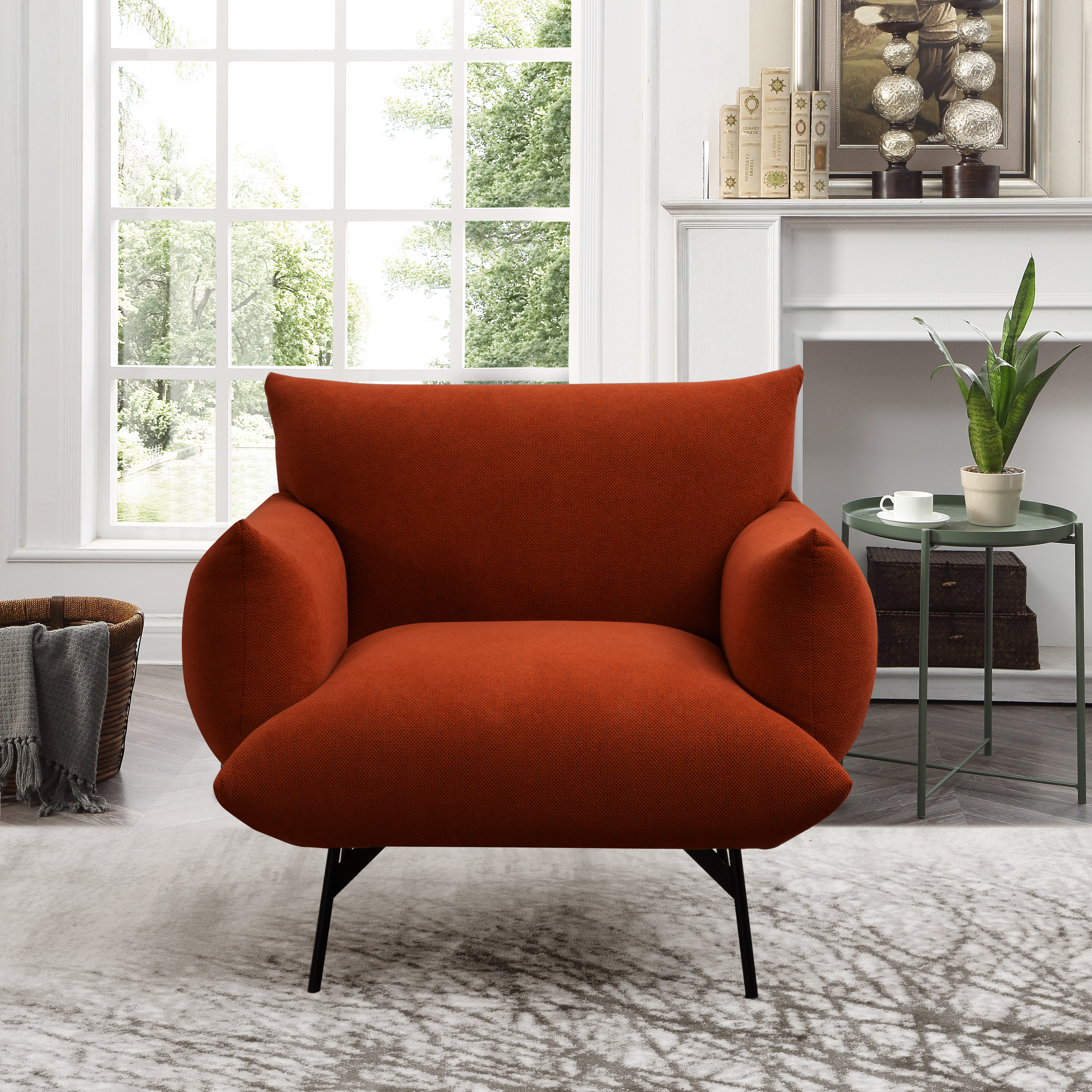Orren Ellis Safwa Upholstered Accent Chair with Thickened Soft Pad, Modern  upholstered armchair with Stable Metal Legs | Wayfair