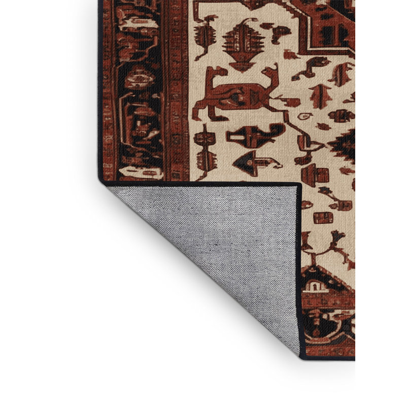 Tapis brun lavable à la machine, Rond 5 pi