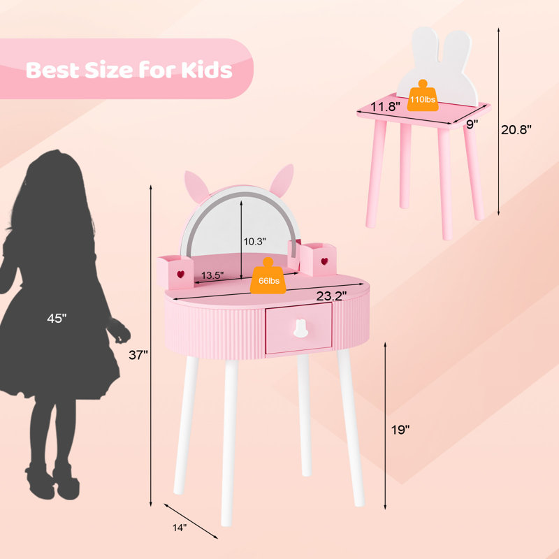 Ensemble de meuble-lavabo pour enfant 24 po, Rose