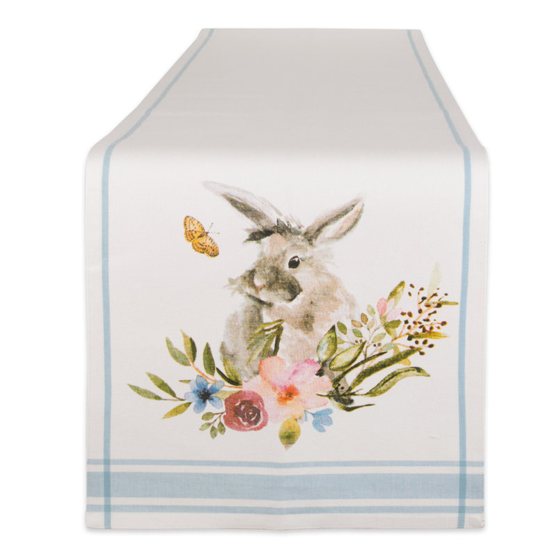 Rosenthal Garden Bunny Printed Table Runner, 108" x 14" 