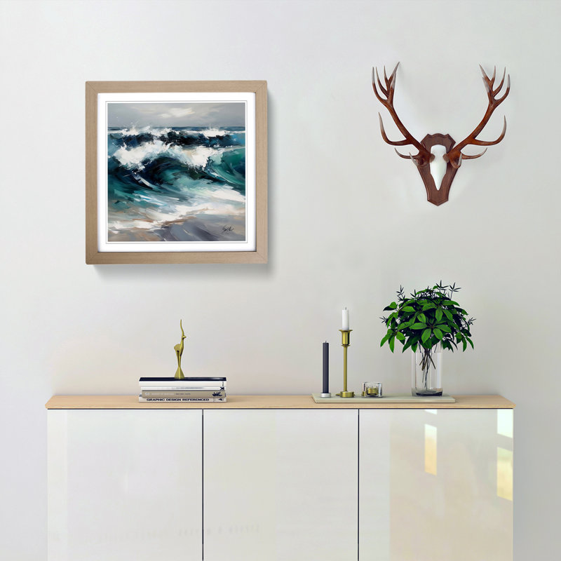 Ocean Modern Art - Framed Print, Oak