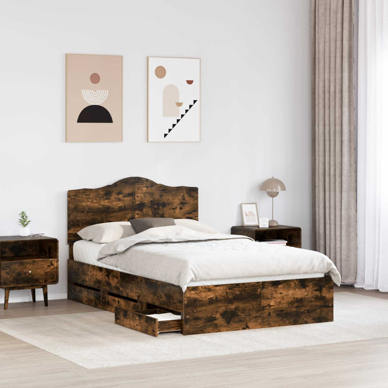 Bed, Small Double (4'), Smoked Oak