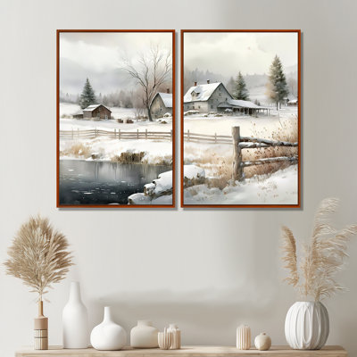 Indiana Farm In Winter - impressions sur toile traditionnelles 2 pièces