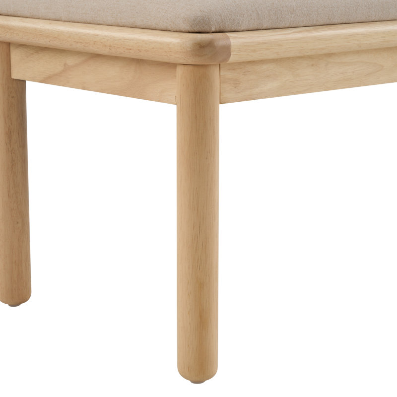 Banc rembourré moderne avec pieds en bois d'hévéa Radnor, Cadre en polyester beige / Naturel