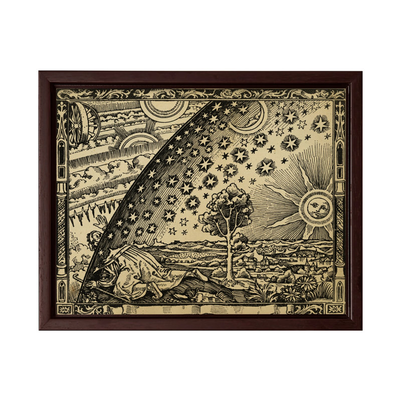 Gravure Flammarion, Canevas, Encadrement brun, H 11 po x l 14 po