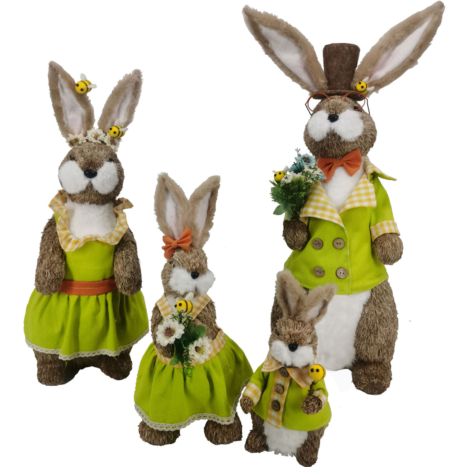 Sisal Straw Bunny Rabbit Figurines Easter Spring Holiday Decor Pair Straw  Bunny