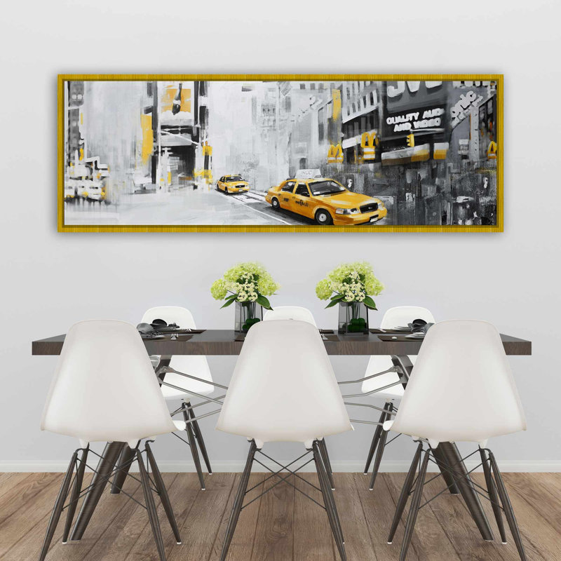 Toile encadrée noire New York City with Taxis