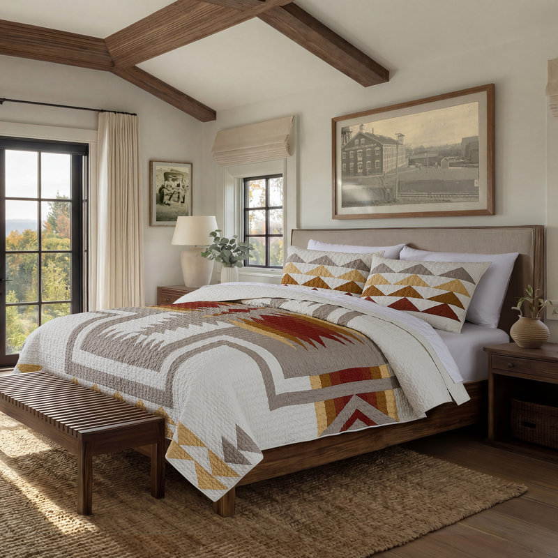 HARDING K QUILT SET IVORY, King Quilt + 2 King Shams