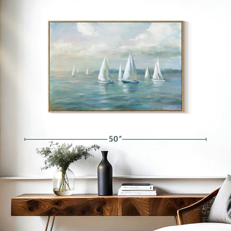 En route pour l'océan, Cadre flottant en bois naturel, 37 po x 25 po