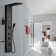 Dual 4-In-1 2-Jet Rainfall Shower Panel System With Rainfall Shower Head,Shelf,Stub Spout And LED Light