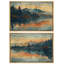Rustique campagne crépuscule, coucher de soleil orange, lac réfléchissant et forêt au crépuscule, paysage naturel - 2 pièces-100135996-100135998