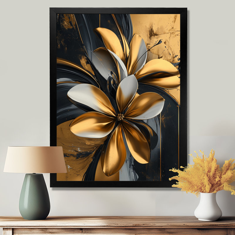 Norma - impressions sur toile florales, H 32 po x l 24 po, Noir, noir, noir, noir, Reproduction encadrée d'une seule photo