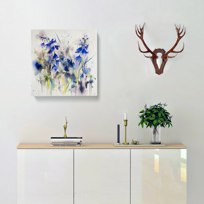 Bluebell Gestural Art - Wrapped Canvas
