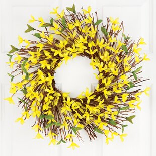 Spring Wreath for Front Door, 17.7Artificial Texas Wildflower Wreath Colorful Spring and Summer Flower Wreath Front Door Wreath for Home Decor and