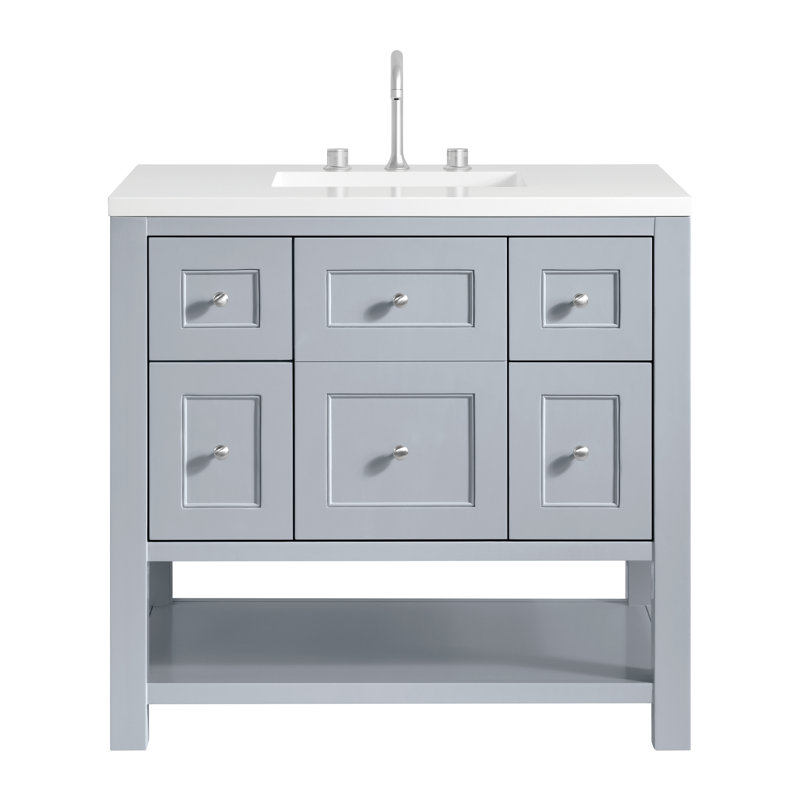 Breckenridge 36'' W Single Vanity, 8" Widespread, Serenity Blue, White Zeus