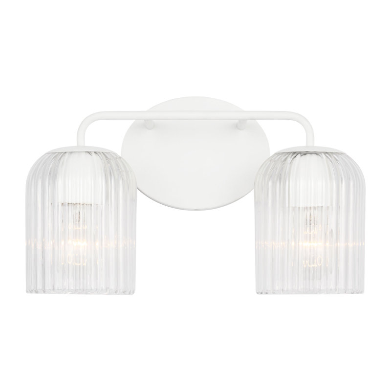 Petit meuble-lavabo Eisele de Génération Éclairage , Blanc mat, Deux lumières, H 8,75 po x l 14 po x P 6 po