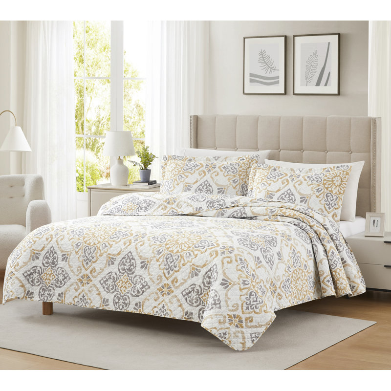 Ensemble de courtepointe réversible en microfibre 3 pièces Mayfair, Courtepointe très grand et 2 très grandes taies