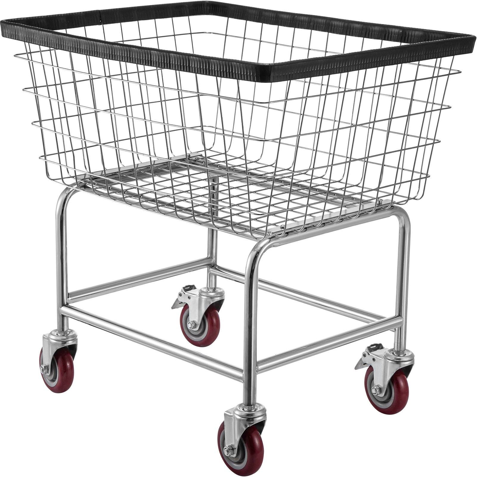 VEVOR Wire Laundry Cart Wire Laundry Basket 2.5 Bushel Heavy Duty w/ 4 ...