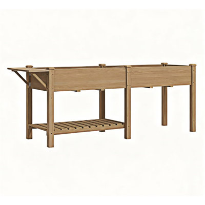 Elevated Garden Bed Wood Raised Garden Box With Side Table