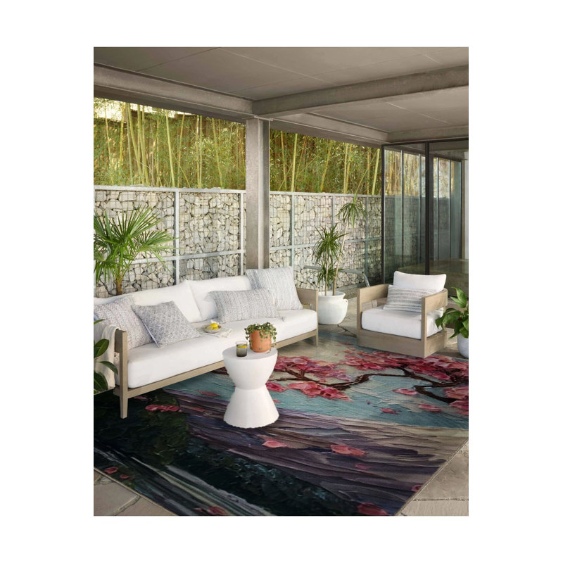 Tapis décoratif tissé à l'huile sur fond rose, Tapis de couloir 3 pi 3 po x 6 pi 7 po inclus