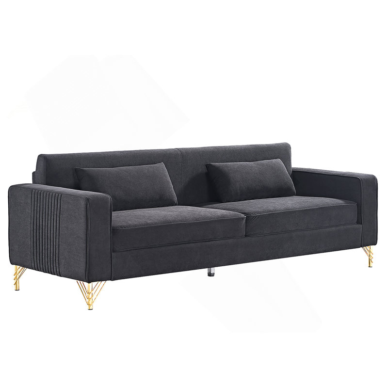 Luxueux canapé en velours pour le salon, rehaussant le confort et le style, Black