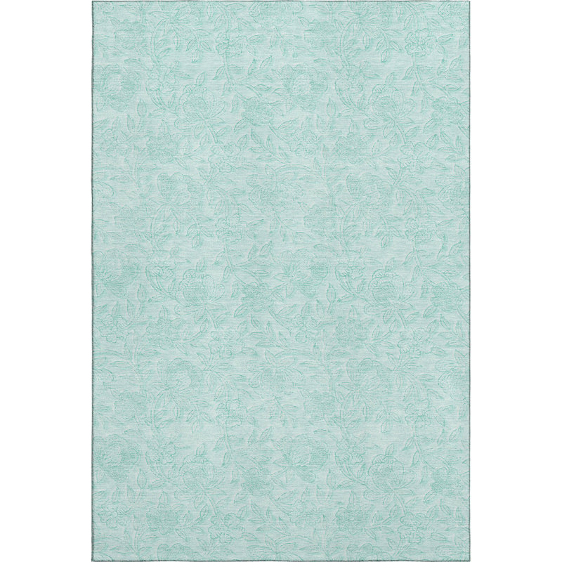 Premium Machine Washable Prisco Teal Rug, Rectangle 9' x 12'