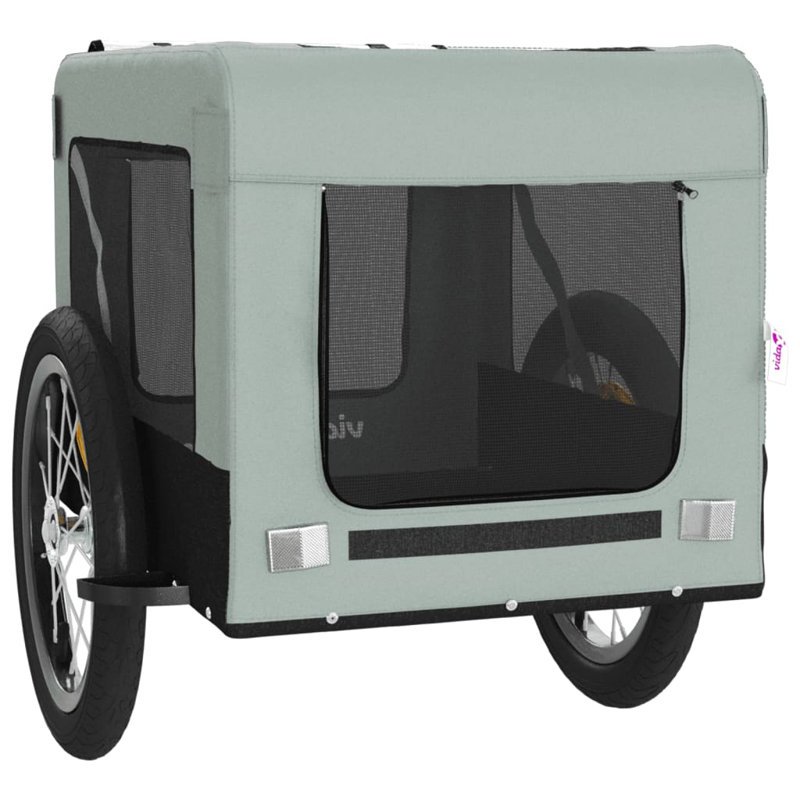 Gray and Black Oxford Fabric Pet Bike Cargo Trailer