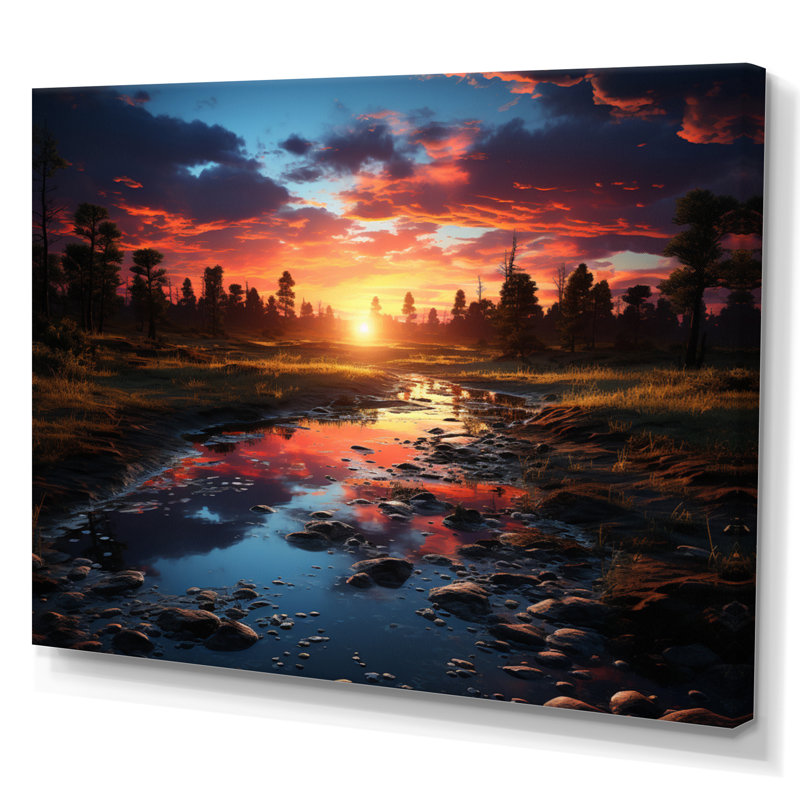 Coucher de soleil crépuscule II - impression d'art mural coucher de soleil, H 12 po x l 20 po x P 1 po, Toile tendue