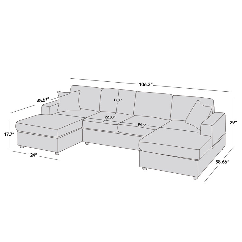 Canapé modulaire 3 pièces Althouse, 100 % polyester brun clair