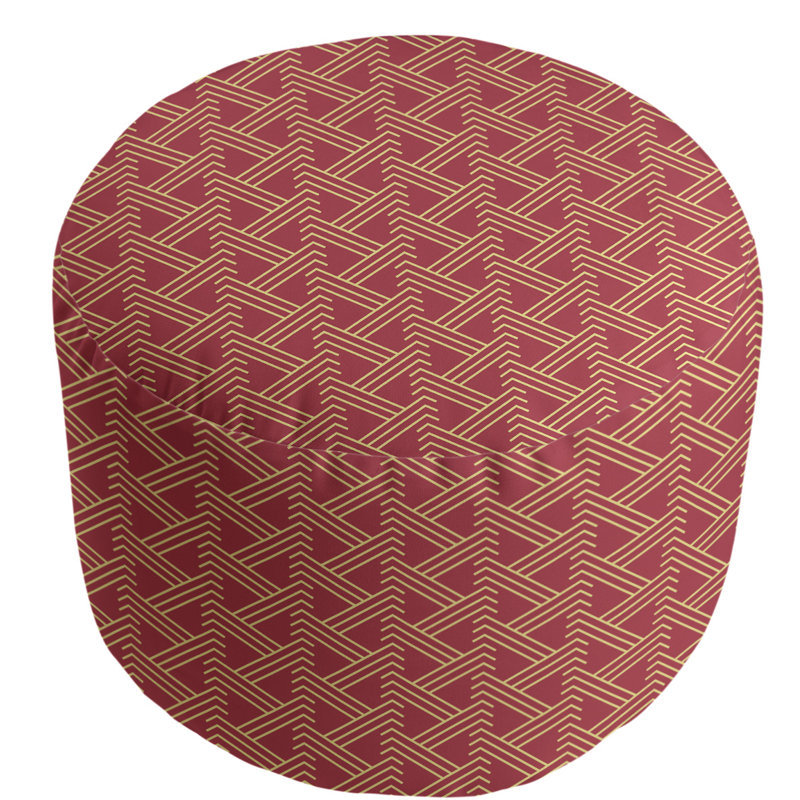 Upholstered Pouf, Red/Yellow