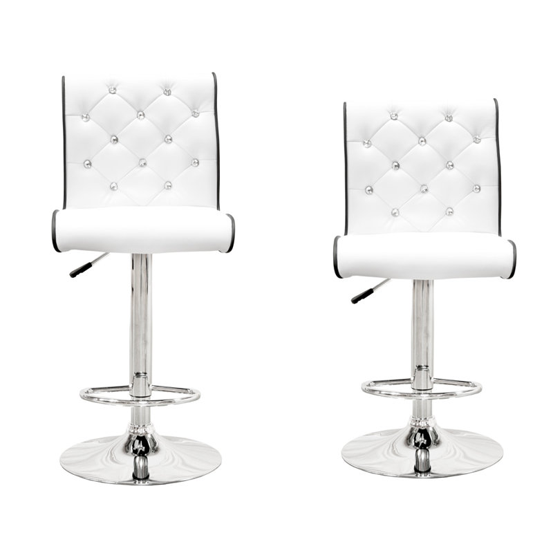 Tabouret de bar pivotant à hauteur réglable Dart, Blanc avec garnitures noir