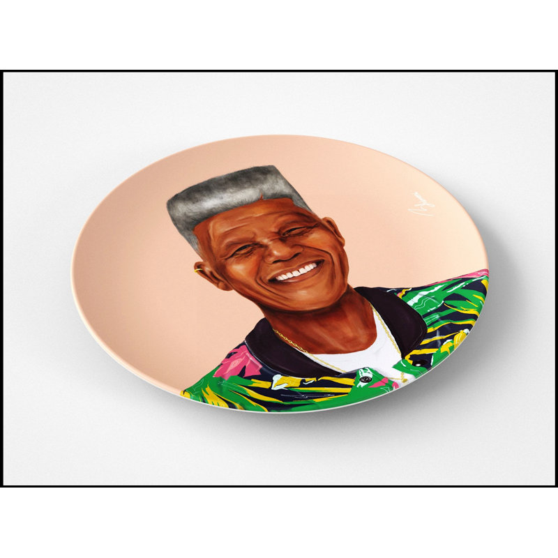 Assiette ronde de 10 po d'inspiration Nelson Mandela, durable et allant au micro-ondes, parfaite pour les amateurs de politique et de décoration intérieure