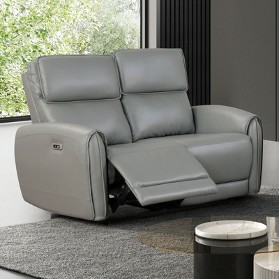 57.4" W Contemporary Power Loveseat, Gray