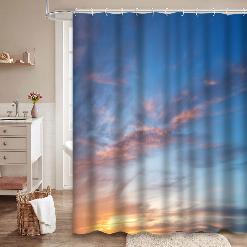 Rideau de douche avec 12 crochets Sunset, L 72 po x l 72 po