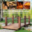 Passerelle arquée en bois de sapin avec rampes latérales pour arrière-cours, jardins et ruisseaux, bois teint, 60 po x 26,5 po x 19 po-129417136
