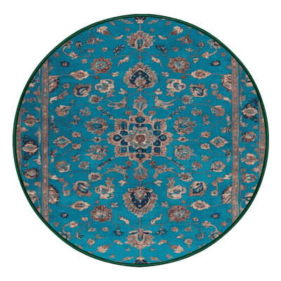 Machine Washable Tabriz Green Area Rug
