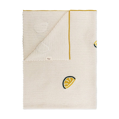Clementine Lemon Embroidered Knit Baby Blanket