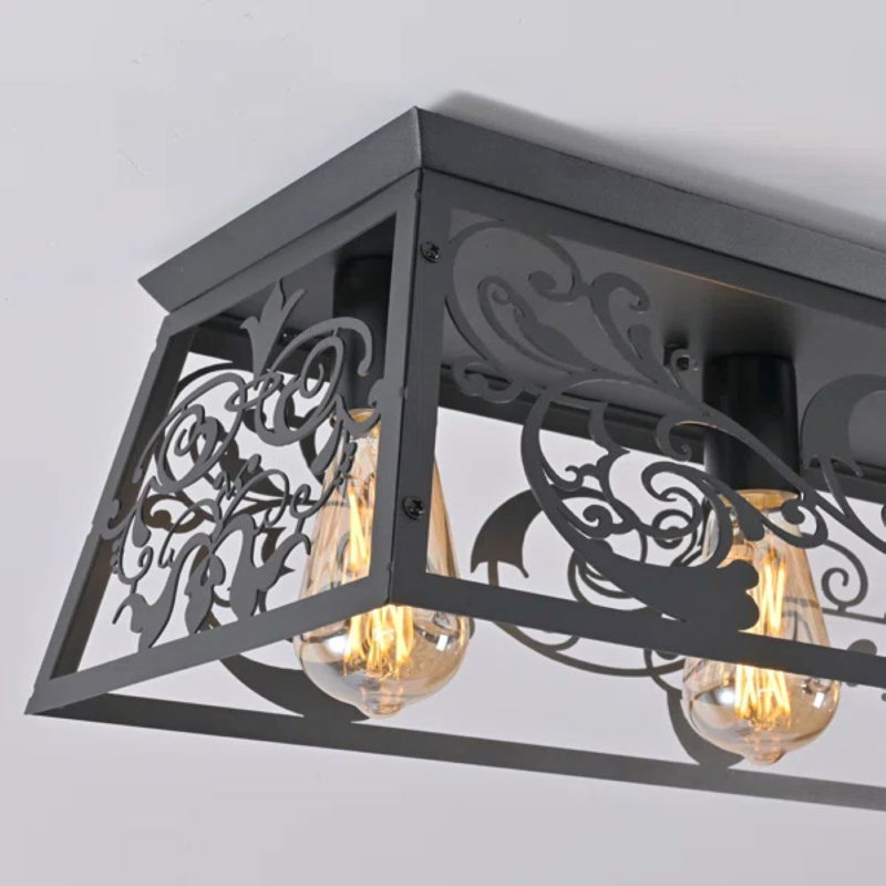 Plafonnier encastré 6 lumières 45,28 po, Noir