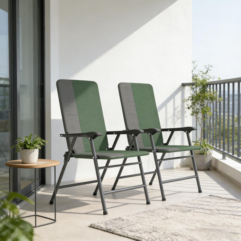 Ensemble de chaises d'extérieur à haut dossier, chaises de jardin, chaises de camping pliantes et chaises de patio, Vert
