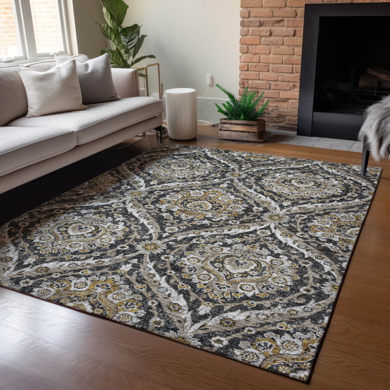 Machine Washable Indoor/Outdoor Chantille ACN2703 Global Rug, 3' x 5', Black