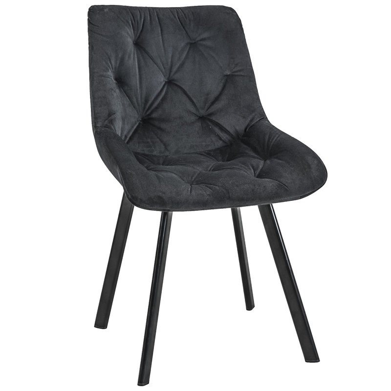 Garrettsville 49cm H Tufted Velvet Upholstered Upholstered Back Side Chair in Black
