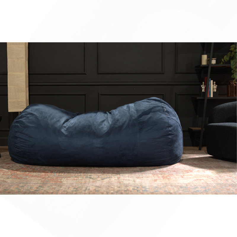 Jasper Traditional Cylindrical Suede Bean Bag, Blue, Blue Fabric