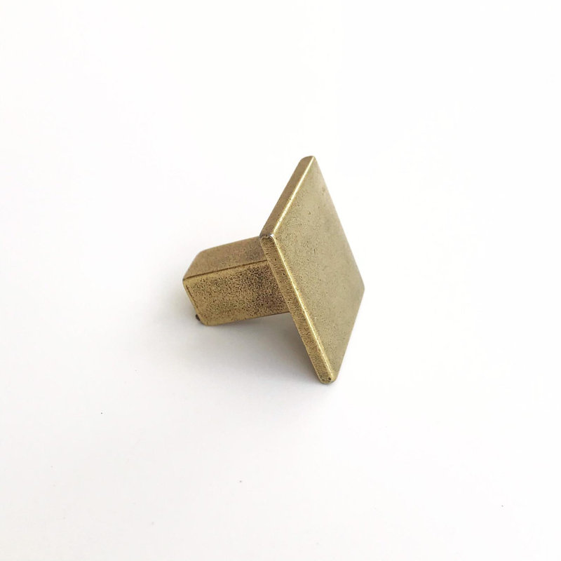Lora 1-3/16" Square Knob in Aged Brass